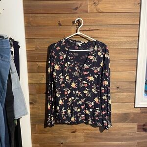 Esprit Black Floral V-Neck Blouse